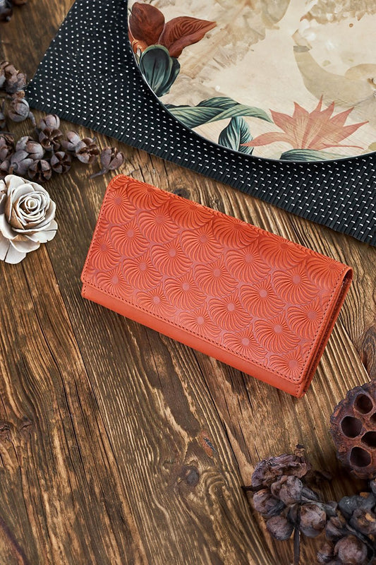 Geometric Pattern Leather Wallet