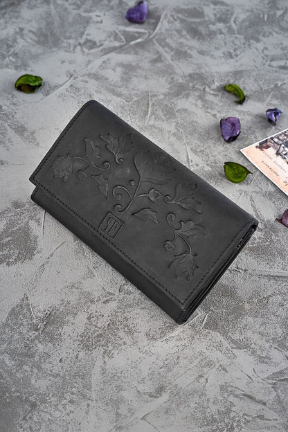 Medium Floral Aged Leather Wallet