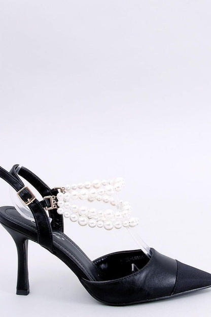 Elegant Pearl-Embellished Stilettos – Striking Open Heel Design for Special Occasions