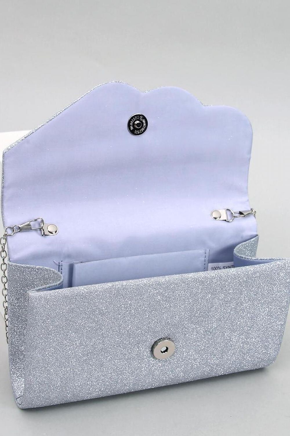 Iridescent Ladies' Clutch Bag with Magnetic Clasp and Delicate Chain