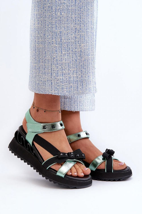 Charming Bow Platform Sandals – Stylish Velcro Closure with Anchor Detail