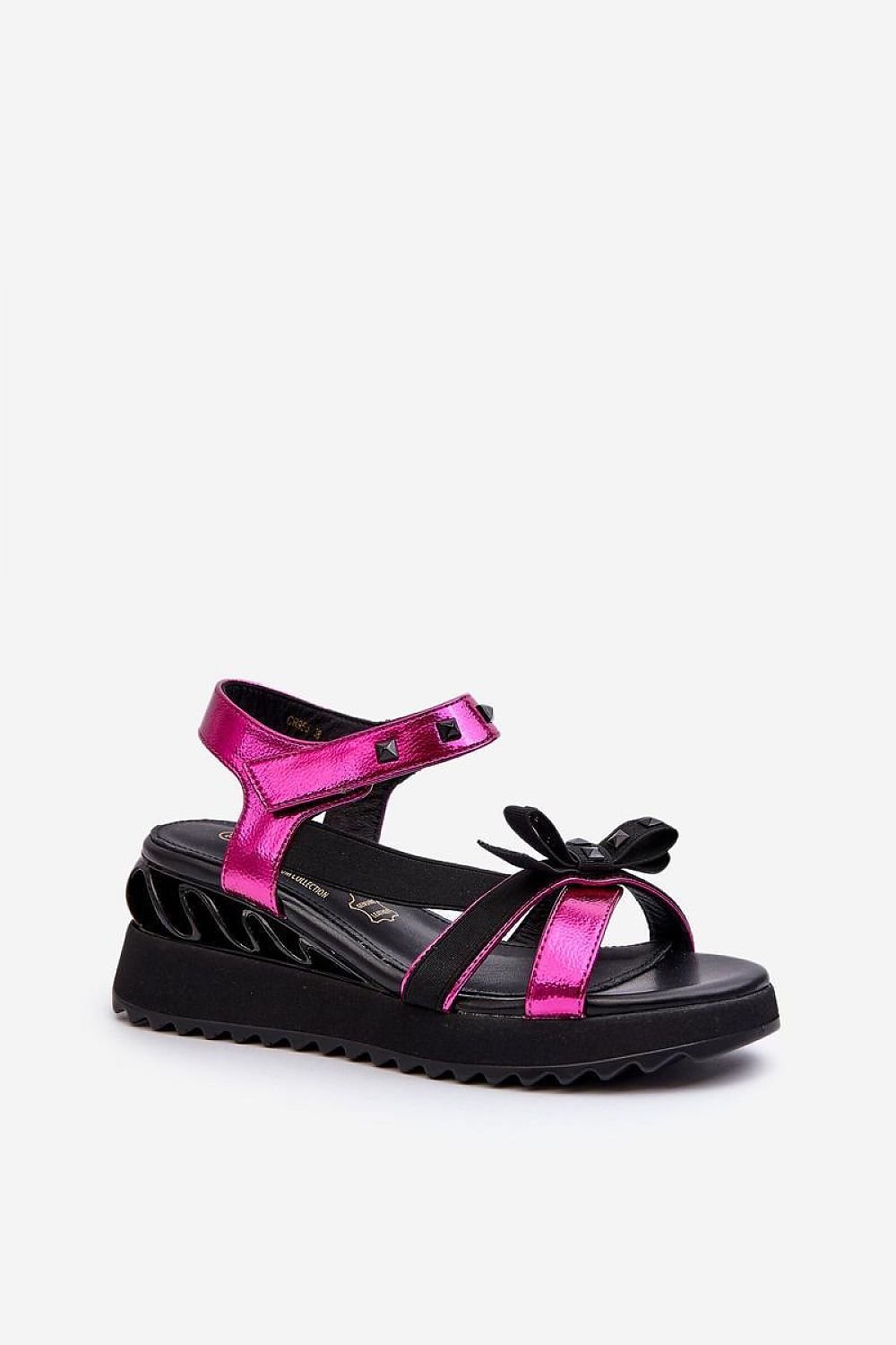 Charming Bow Platform Sandals – Stylish Velcro Closure with Anchor Detail