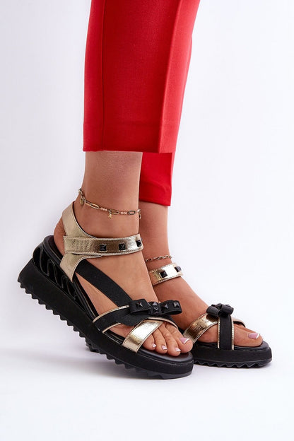 Charming Bow Platform Sandals – Stylish Velcro Closure with Anchor Detail