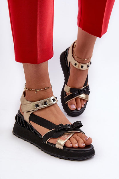 Charming Bow Platform Sandals – Stylish Velcro Closure with Anchor Detail