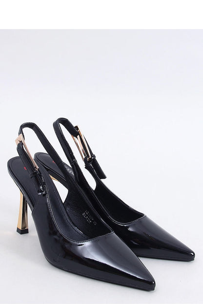 Elegant Open-Back Stiletto Heels with Gold Accents