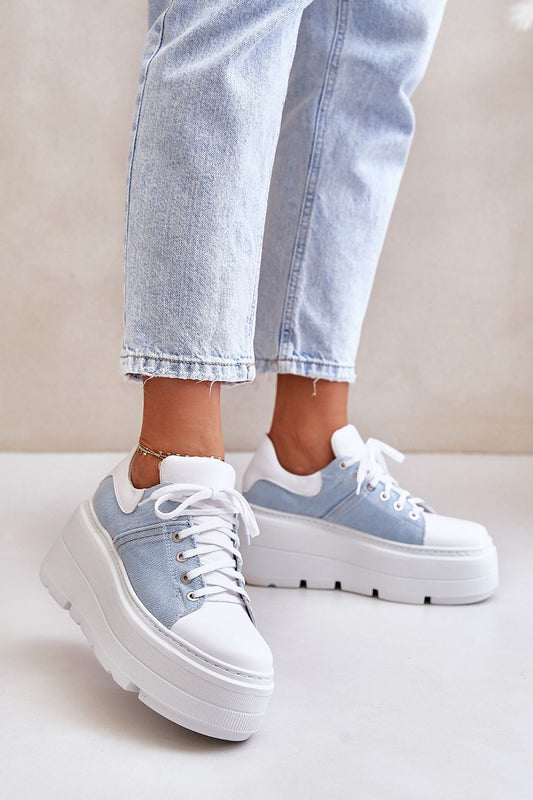 Chic Women's Natural Leather Sneakers with Massive Platform