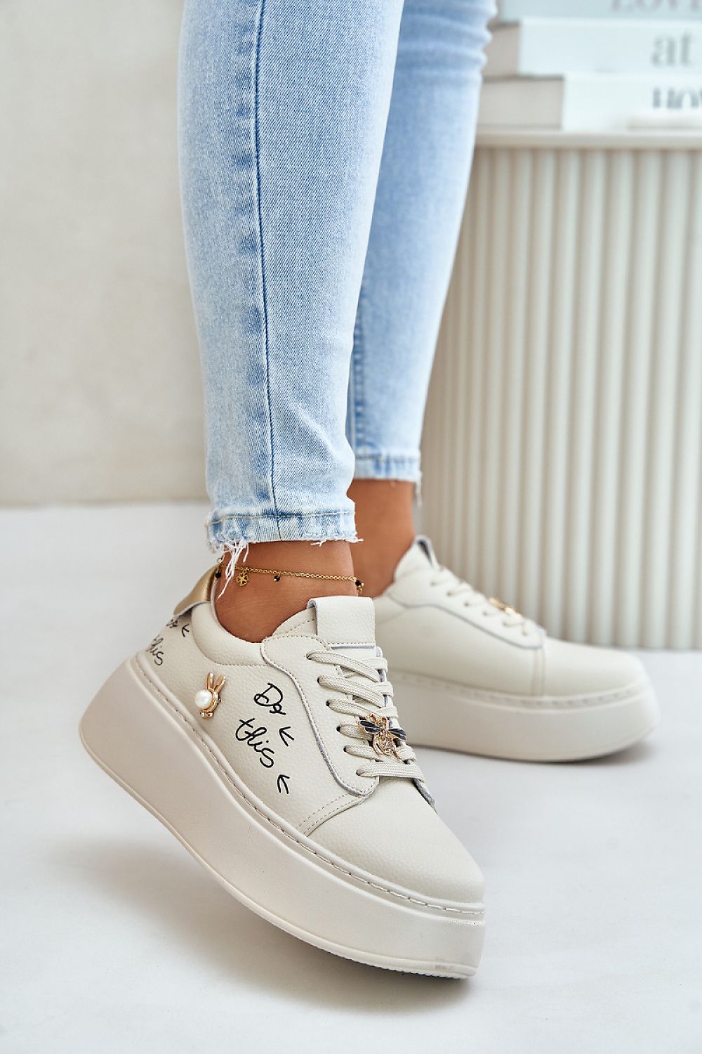 Decorative Pin and Urban Style Sneakers