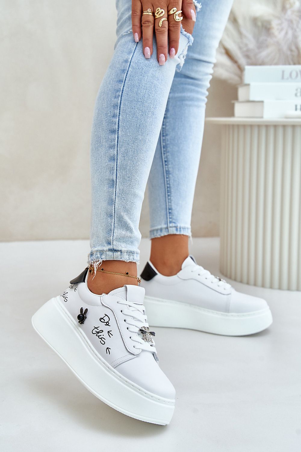 Decorative Pin and Urban Style Sneakers