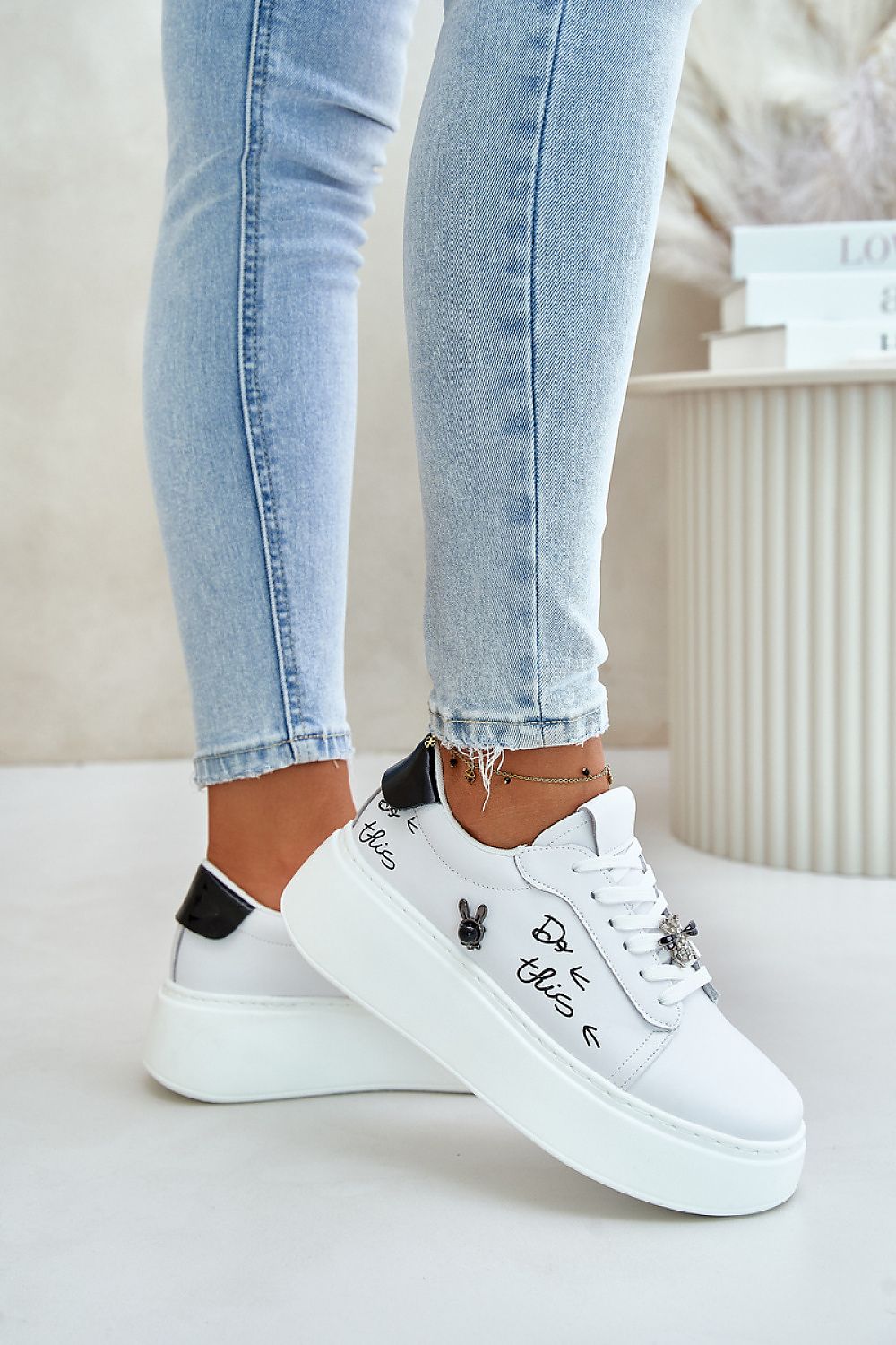 Decorative Pin and Urban Style Sneakers