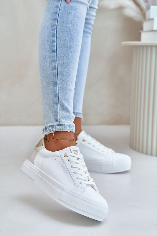 White-Gold Women's Sneakers