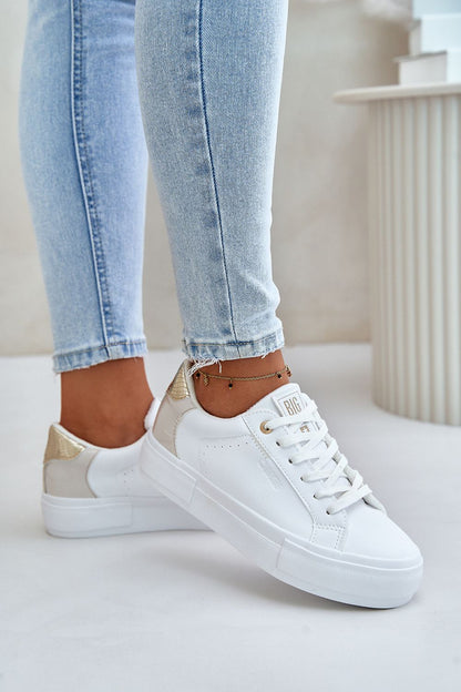 White-Gold Women's Sneakers