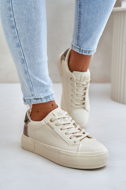 White-Gold Women's Sneakers