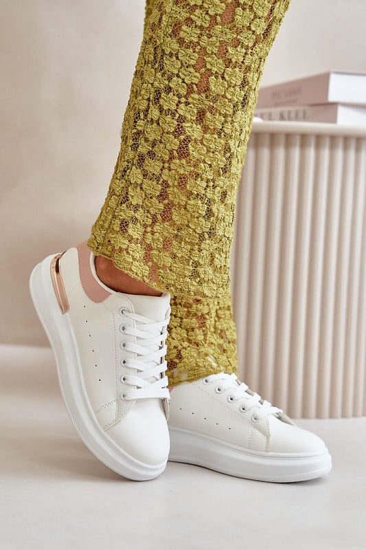 Trendy White-Black Rose Gold Sneakers