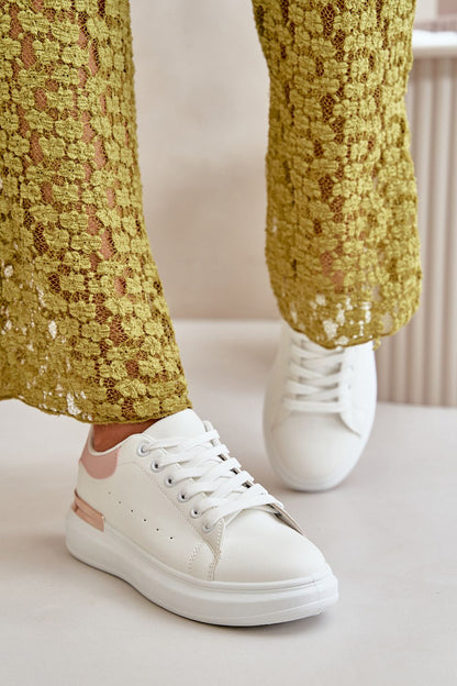 Trendy White-Black Rose Gold Sneakers