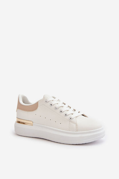 Trendy White-Black Rose Gold Sneakers