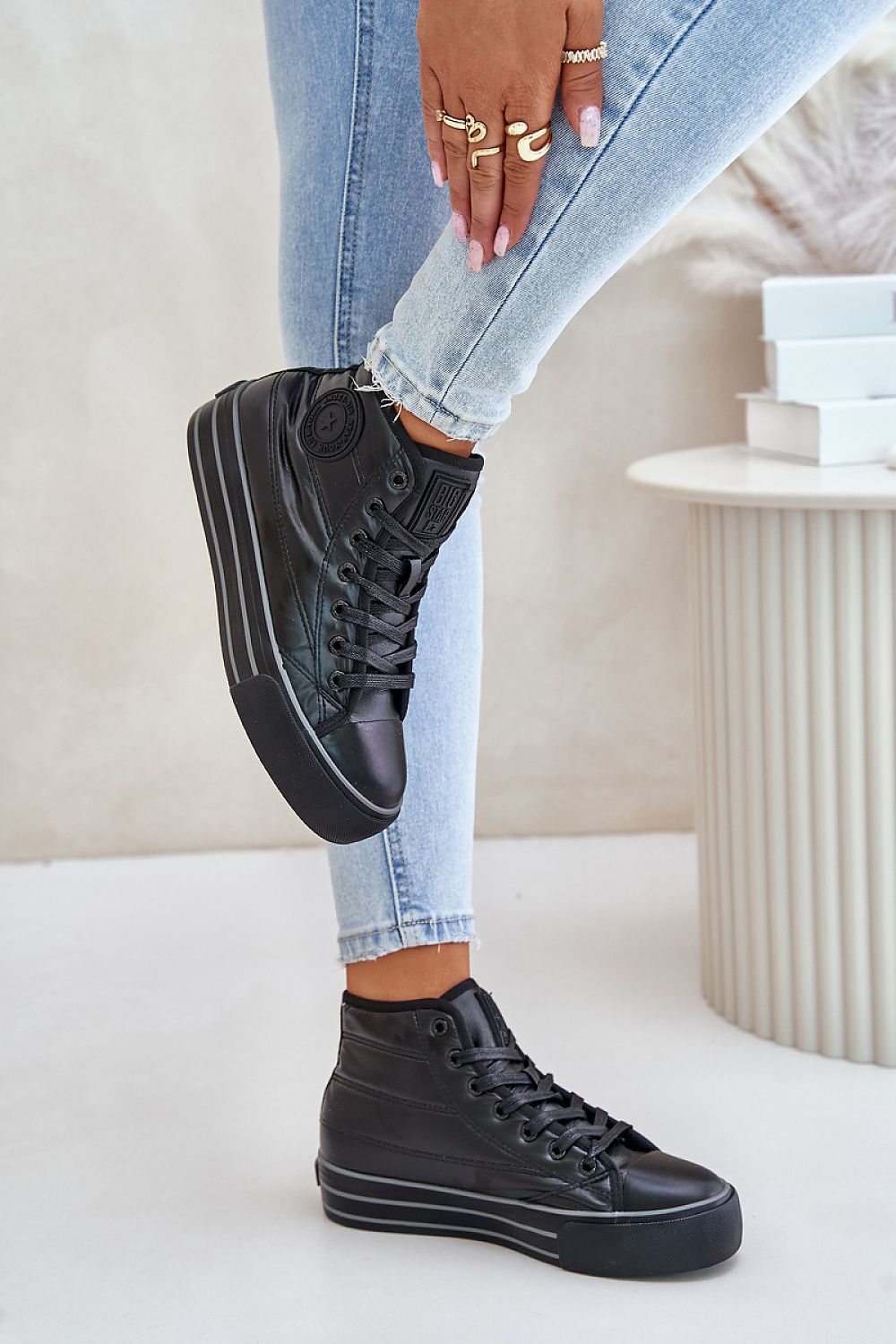 Black Leather Sneakers