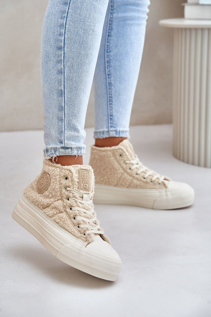 BIG STAR Women's Sheepskin Platform Sneakers