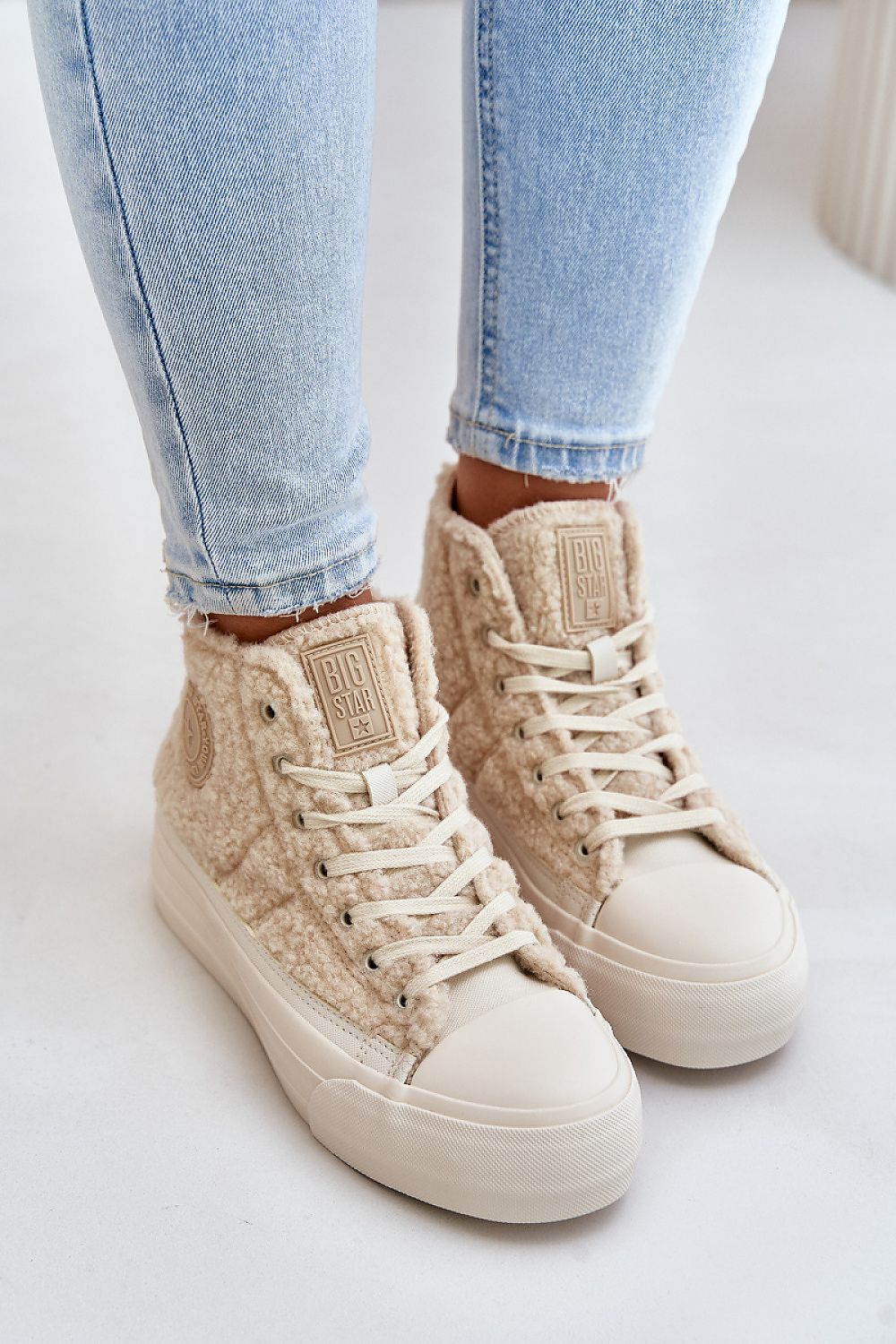 BIG STAR Women's Sheepskin Platform Sneakers