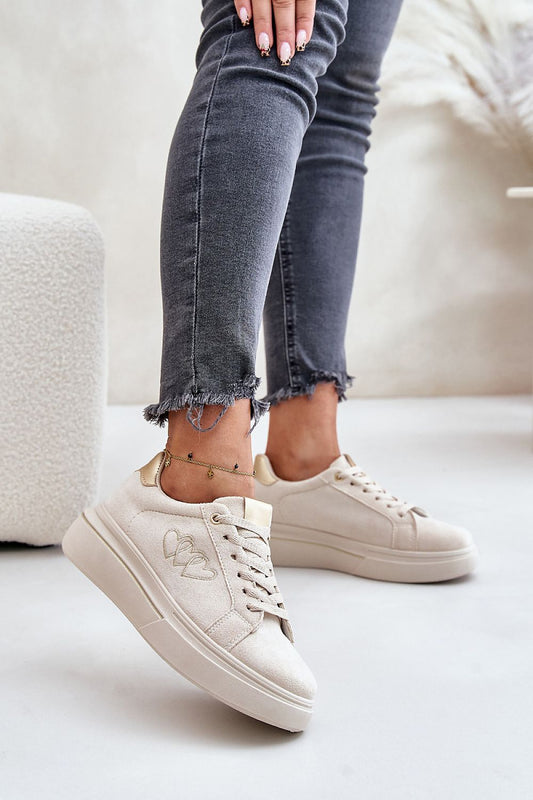 Beige Flat sole Sneakers