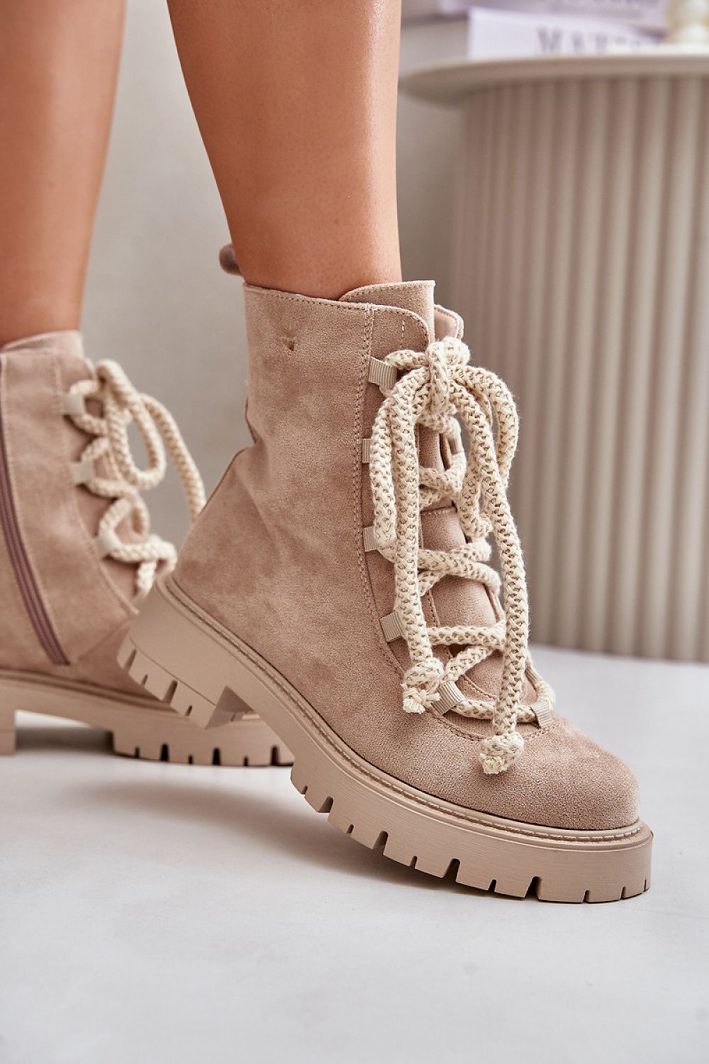 High Neck Beige Boot