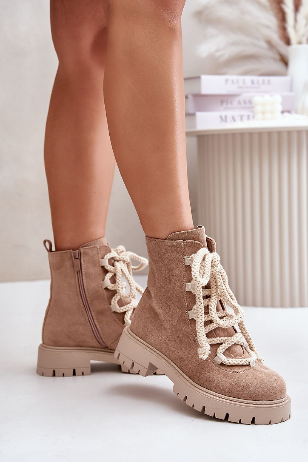 High Neck Beige Boot