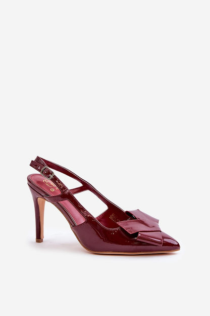 Patent Eco Leather Stilettos with Ornament Detail