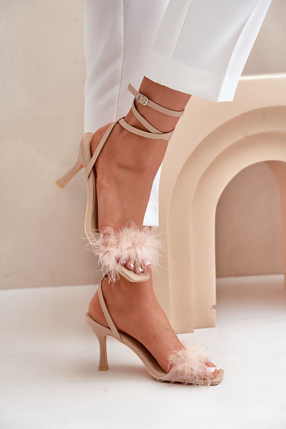 Feather Elegance Stiletto Sandals