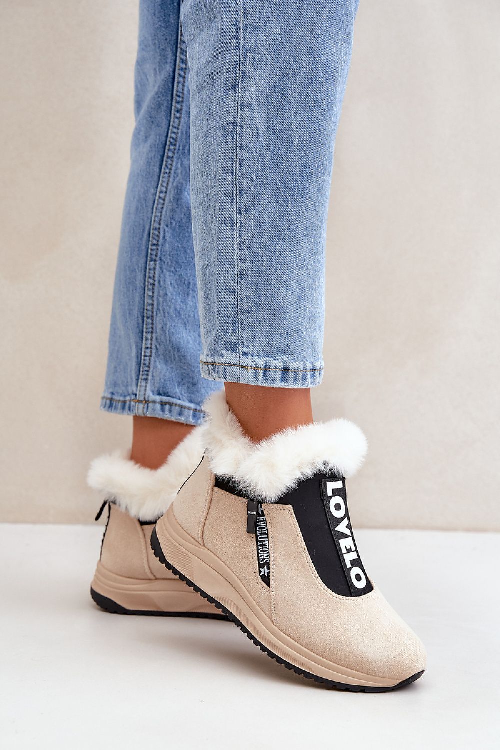 Women's Eco-Suede Sneakers with Fur Lining