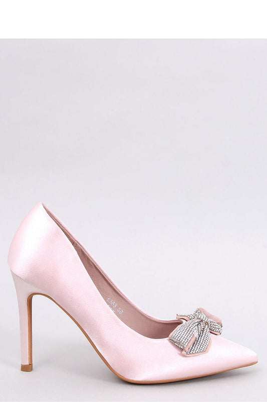 Satin Pumps with Sparkling Zircons - 10 cm Heel