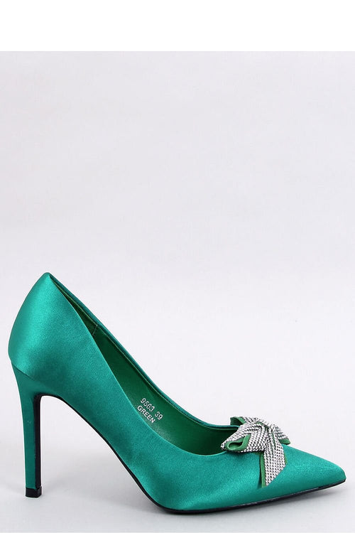 Satin Pumps with Sparkling Zircons - 10 cm Heel